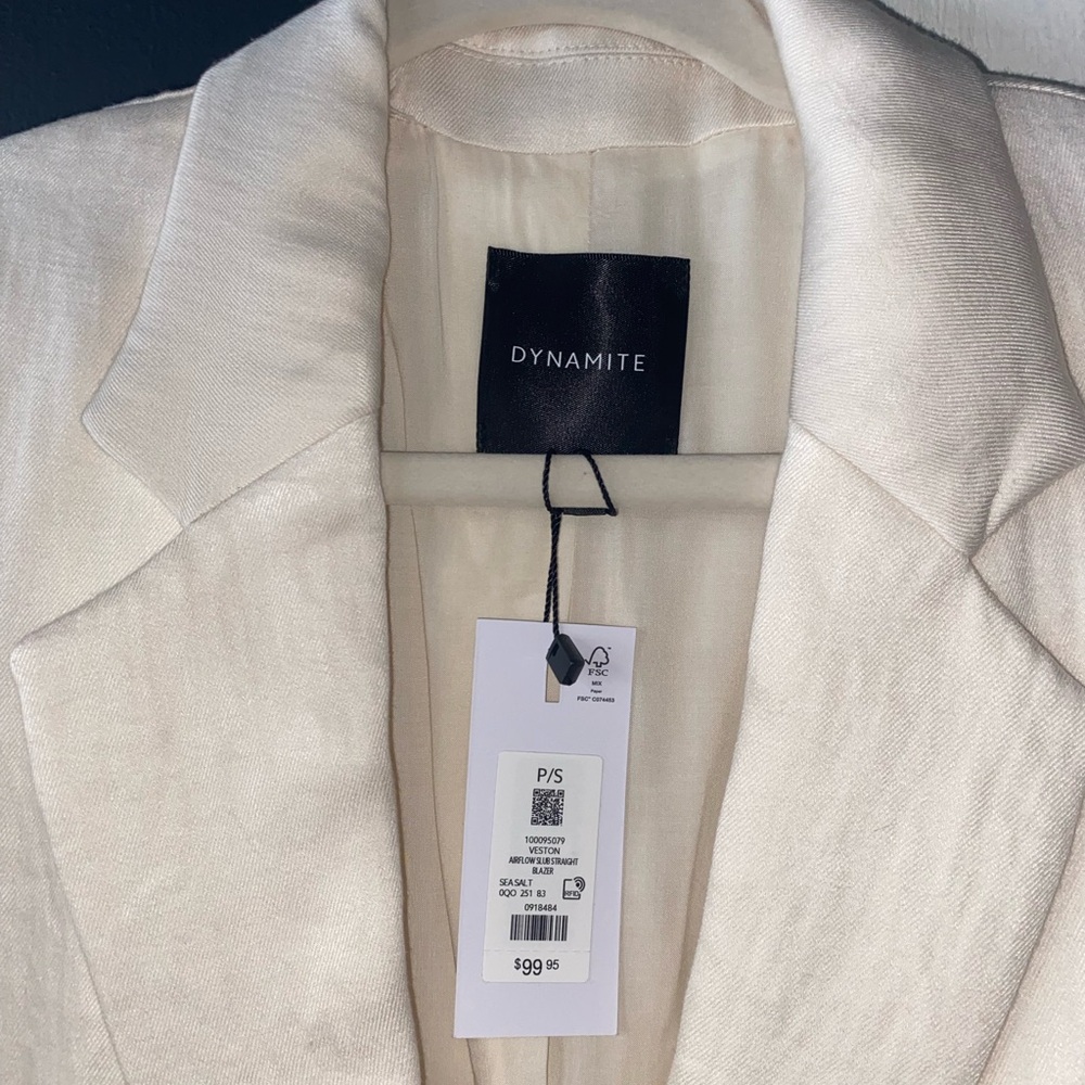 Dynamite Off-White Single-Button Notch Lapel Blaz… - image 3